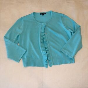 Cable & Gauge Light Blue Ruffled Cardigan